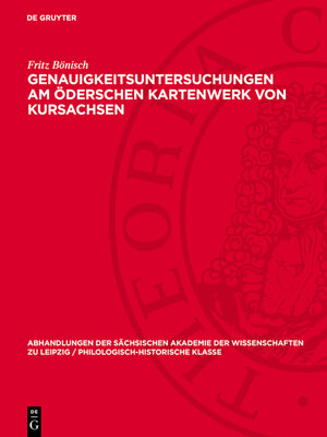 cover image of Genauigkeitsuntersuchungen am Öderschen Kartenwerk von Kursachsen